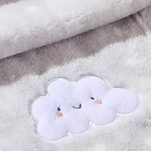 CREVENT 2Pcs 30''X40'' Cute Cozy Fluffy Warm Baby Blankets for Infants Toddlers' Bedding Crib Cot Stroller - Grey Cloud + Minky Grape