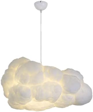 Funteam Modern Floating White Cloud Pendant Hanging Light Nordic Cotton Ceiling Light Fixture Girls Children's Living Room Bedroom Hotel Lobby Restaurant Clothing Store Chandelier (15.7Inch)