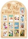 ORIGACH My First Year Baby Growth Photo Display Wood Board - 12 Months Newborn Milestones Picture Frame - Neutral Baby Keepsake Board 1st Birthday Party Nursery Decor New Mom Gift - Hot Air Balloon