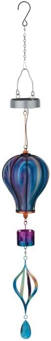 Regal Art & Gift Hot Air Balloon Solar Lantern – Hanging Solar-Powered LED Lights, Waterproof Portable Decorative Outdoor Lamp Made of Metal & Glass for Garden, Patios & Pathway – Purple