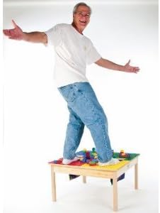 Fun Builder® #1 Rated American-Made 4 Color Lego® Compatible Wood Table with Built-in Storage(Patent)-NO Tools-Only 5 Minute Assembly(Patent)-Built to Last Generations!-27"x27"-Ages 5 & UP