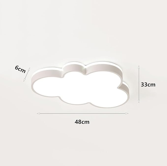 Cute Cloud LED Ceiling Light Fixture, Blue & White Flush Mount Lamp, Modern Eye-Caring Lighting for Kids’ Bedroom, Nursery, Baby Room, Playroom Decor(White,48cm)