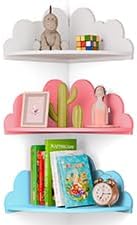 Cloud Floating Corner Shelves - Set of 3 Wood Corner Shelf Wall Mounted, White Nursery Wall Decor, Small Cute Display Shelf for Kid's Room Bedroom Living Room Bathroom
