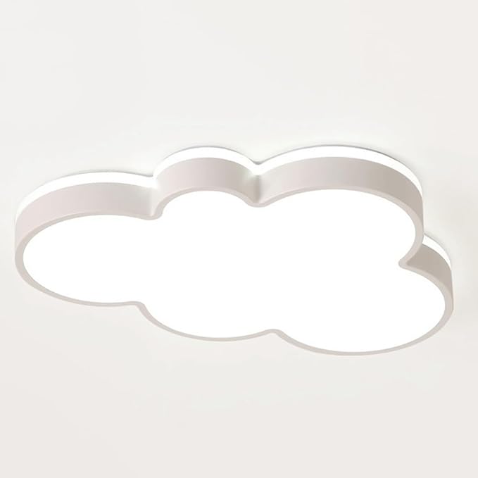 Cute Cloud LED Ceiling Light Fixture, Blue & White Flush Mount Lamp, Modern Eye-Caring Lighting for Kids’ Bedroom, Nursery, Baby Room, Playroom Decor(White,58cm)