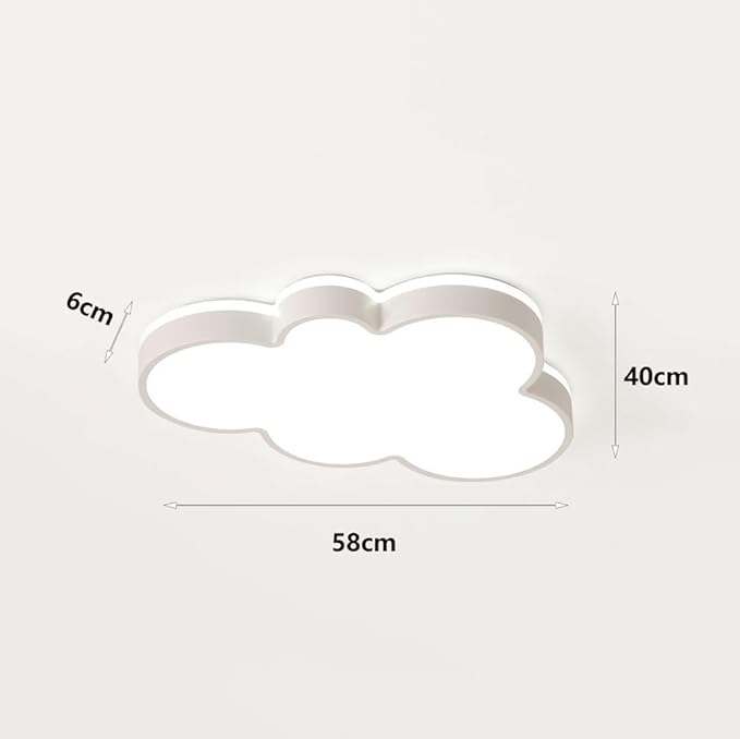 Cute Cloud LED Ceiling Light Fixture, Blue & White Flush Mount Lamp, Modern Eye-Caring Lighting for Kids’ Bedroom, Nursery, Baby Room, Playroom Decor(White,58cm)
