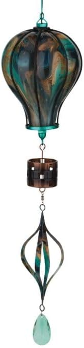 Regal Art & Gift Hot Air Balloon Solar Lantern – Hanging Solar-Powered LED Lights, Waterproof Portable Decorative Outdoor Lamp Made of Metal & Glass for Garden, Patios & Pathway – Green