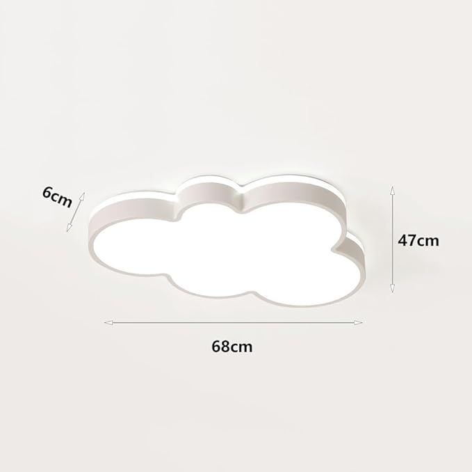 Cute Cloud LED Ceiling Light Fixture, Blue & White Flush Mount Lamp, Modern Eye-Caring Lighting for Kids’ Bedroom, Nursery, Baby Room, Playroom Decor(White,68cm)