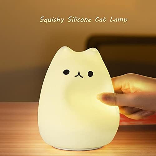 ZKLiLi Remote Cat Night Light, Cute Nursery Lights USB Rechargeable Cat Lamp Nightlight Birthday Christmas Gift with Warm White and 7-Color Breathing Modes for Kids Baby Children (Remote Control)
