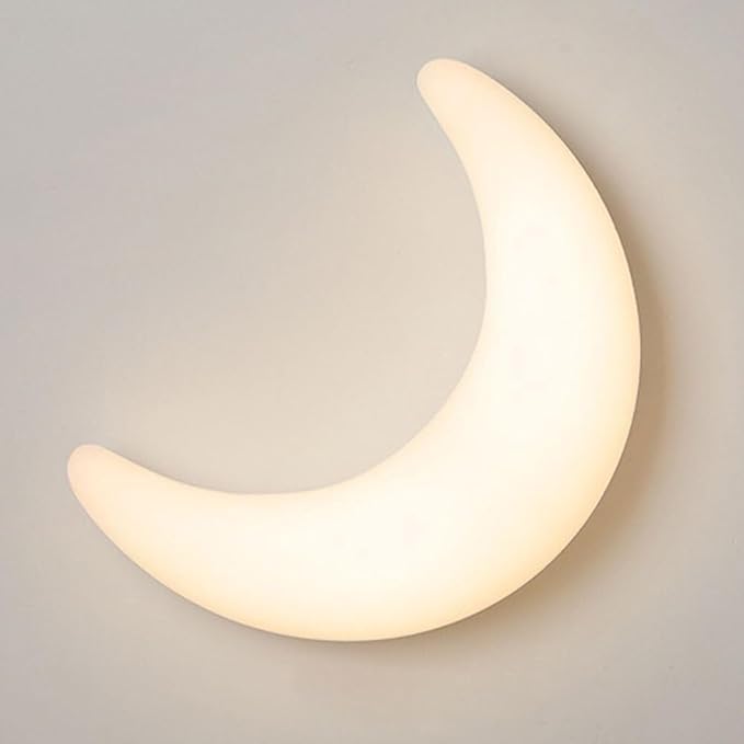 Dimmable LED Moon Wall Lamp, Modern White Crescent Sconce Light Fixture, Nordic Style Ambient Lighting for Bedroom Kids Room Living Room Nursery Wall Decor Night Light(38CM)