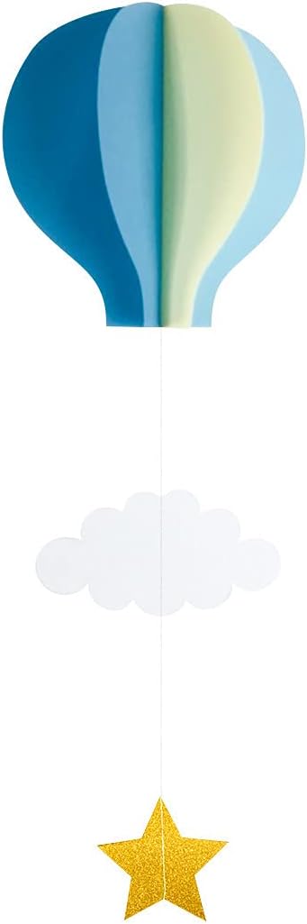 Colorful Hot Air Balloon Hanging Paper Decoration（4pack）- Large Hot Air Balloon with Clouds Stars Hanging Paper Garland Party Streamers for Kids Bedroom Decor, Wedding Birthday Party Supplies