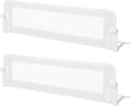 BABY JOY Double Sided Bed Rail Guard, 2 Pack, Extra Long, Swing Down for Convertible Crib, Folding Baby Safety Bedrail for Kids Twin Full Size Queen King Mattress, Rails for Toddlers (White, 60")