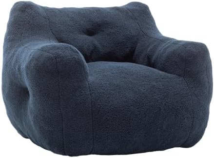 Memory Bean Bag Chair: Armrest Lounger Sofa with Removable Cover for Adults & Kids, Multi-Room Use for Living Room Bedroom Office, Non-Slip Base Design
