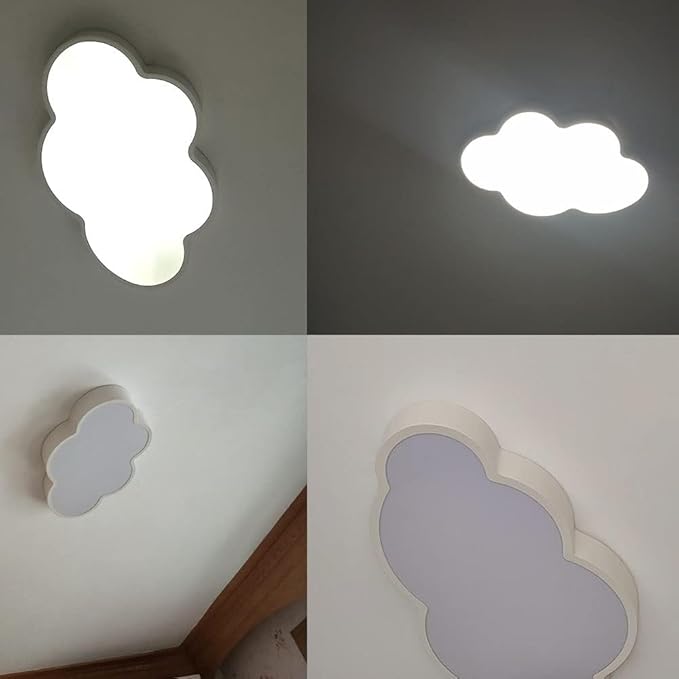 LED Ceiling Light Fixture,Modern Cloud Shape Recessed Ceiling Lights, Dimmable Light,Close to The Ceiling Lighting Flush Mount Living Room Bedroom,3000K-6000K (White, 27inch)