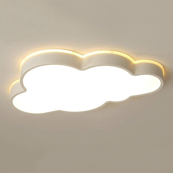 LAKIQ Modern Creative Acrylic LED Lights Cloud Shape Children Room Ceiling Light Flush Mount Ceiling Chandelier Lighting Fixture for Kids Bedroom Kindergarten Living Room(21.5'',Warm Light)