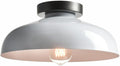 DIRYZON Modern Ceiling Light Industrial Semi Flush Mount Ceiling Light with 12-Inch White Metal Barn Shade