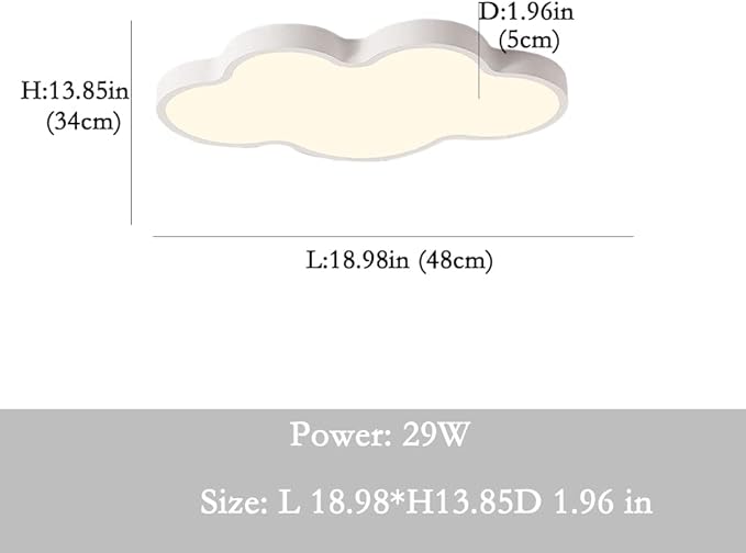 LED Ceiling Light Fixture,19 Inch Modern Cloud Shape Recessed Ceiling Lights, Dimmable Light,White 29W Close to Ceiling Lighting Flush Mount Living Room Bedroom,3000K-6000K