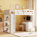 CITYLIGHT Kids Loft Bed with Desk and 4 Drawers, Twin Size Wooden Loft Bed Frame with 3 Open Shelves (Twin, White)