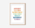 OZCONO Rainbow Days Week Poster, Colorful Learning Chart Kids, Preschool Wall Decor Art, Homeschool Education Guide (Unframed) (12x18)