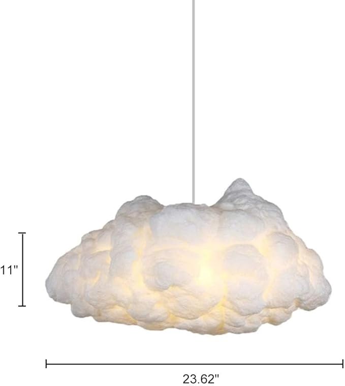 Cloud Chandelier, Modern White Cloud Pendant Light Fixture with 3 LED Bulbs for Bedroom, Nursery, Kids Room, Playroom, Living Room, Dining Room, Farmhouse, Contemporary Style(23.62")