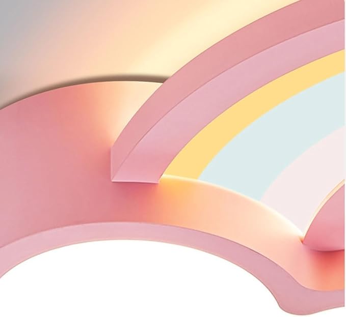 Cute Pink Cloud Rainbow LED Ceiling Light Dimmable Tri-Color Flush Mount Fixture 50CM for Kids Room Girls Bedroom Nursery Playroom Modern Decor Lighting