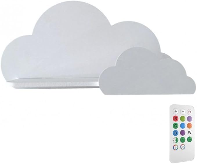BugyBagy Cloud Wall Shelf – Decorative Wooden Floating Shelf for Nursery, Kids Room – Multiple Colors & Light Options (White Cloud Shelf – Remote Light)