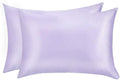 100% Mulberry Silk Pillowcases Set of 2 for Hair and Skin and Super Soft and Breathable Queen Size Nature Silk Pillowcases (Queen, Light Purple)