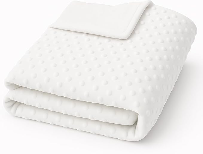 Threadart Minky Baby Blanket, 28" x 38", White Double-Sided Smooth + Dot, Ultra Soft, Newborn and Toddler, Machine Washable