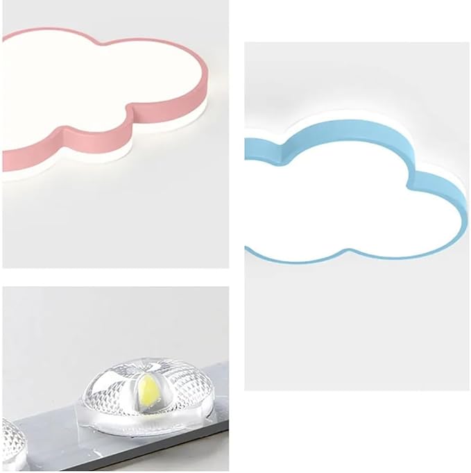 Dimmable LED Flush Mount Ceiling Light Fixture with Cloud Shape,34W 23Inch Close to Ceiling Lamp Modern Lights for Bedroom Kitchen, Pink Recessed Indoor Lighting 3000K-6000K Light Color Adjustable