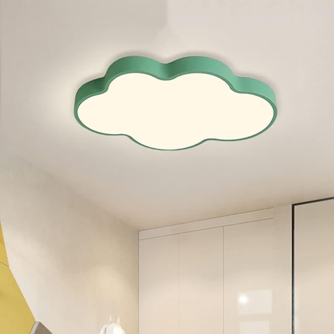 LED Ceiling Light Fixture,23 Inch Modern Cloud Shape Recessed Ceiling Lights, Dimmable Light,Green 36W Close to Ceiling Lighting Flush Mount Living Room Bedroom,3000K-6000K