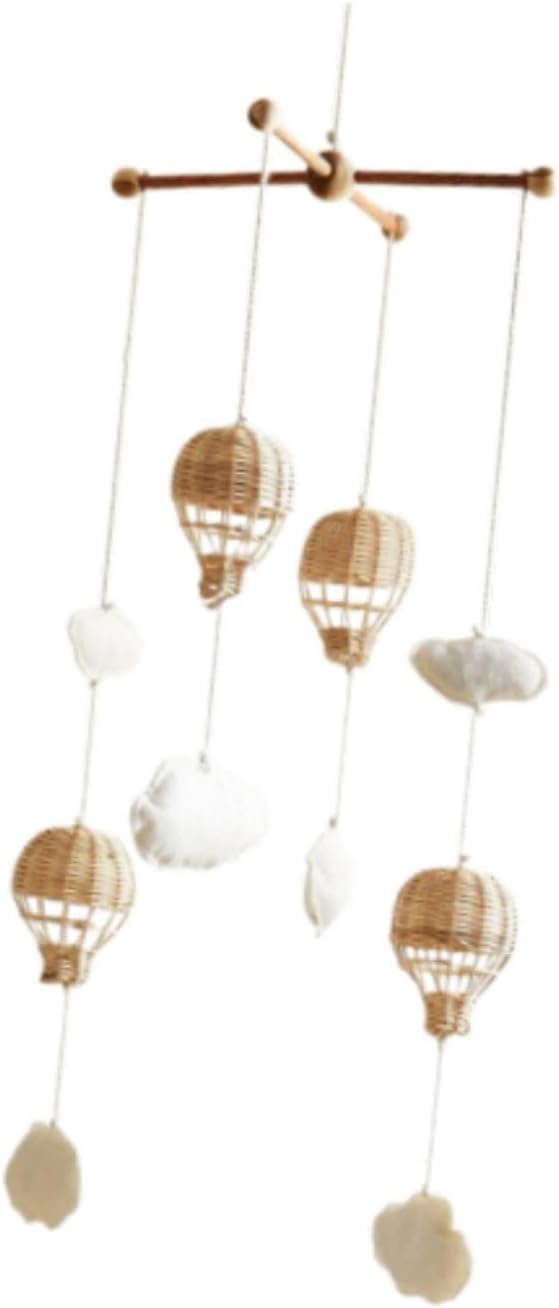 DYNWAVE Baby Mobile for Crib,Rattan Hot Air Balloon Pendant,Cloud Ornament Decoration for Babies, Home Children's Room,Girls Boys