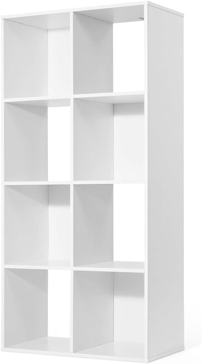 CAPHAUS 11-Inch Cube Storage Organizer Shelf, Home Storage Shelf Divider w/Back, 8-Cube Storage Bookcase, White