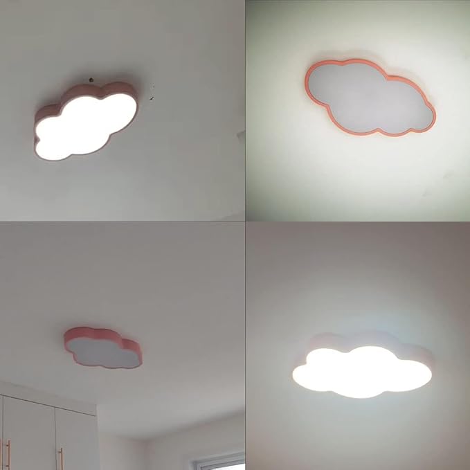 LED Modern Cloud Shape Recessed Ceiling Light, 23 Inch, 3000K-6000K Dimmable, 36W Pink Flush Mount for Living Room, Bedroom