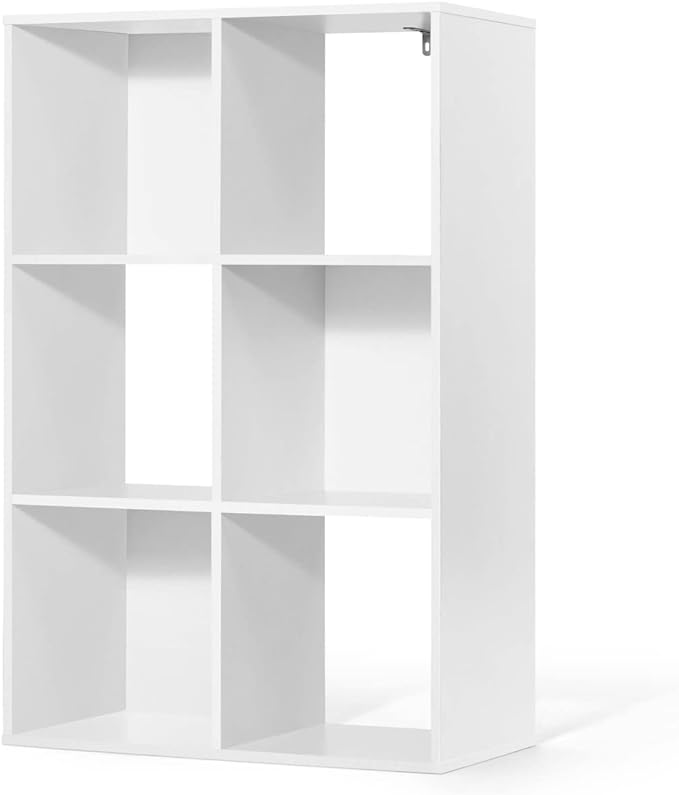 CAPHAUS 11-Inch Cube Storage Organizer Shelf, Home Storage Shelf Divider w/Back, 6-Cube Storage Bookcase, White