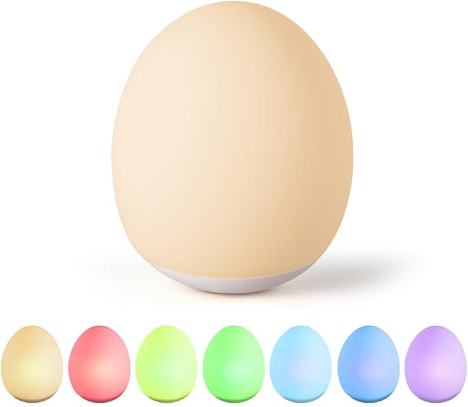 Silicone Baby Night Light 7 RGB Egg Night Light for Nursery, 3-Level Dimming Portable Nursery Night Lamp for Breastfeeding Kids Bedroom Gifts for Newborn Toddler Girls Boys,led christmas lights