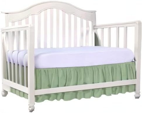 Cottington Lane Sage Infrant Crib Bed Skirt Dust Ruffle with Split Corner, 100% Natural Cotton Nursery Crib Toddler Bedding Skirt for Baby Girls or Boy, Fits Standard Cribs 28" x 52" with 14" Drop