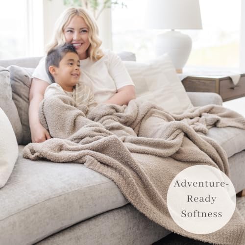 SARANONI Bamboni Luxury Throw Blanket | Oversized Super Soft Plush Home Decorative Comfy Blankets for Couch or Bed | Taupe - X-Large 60” x 80”