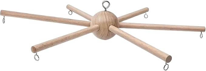 Baby Mobile Kit Frame for Crib Wooden Wind Chime Equipment Hanger Six Legs Creative Bell Accessories Decorative for Bedroom