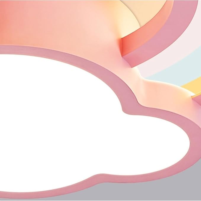 Cute Pink Cloud Rainbow LED Ceiling Light Dimmable Tri-Color Flush Mount Fixture 50CM for Kids Room Girls Bedroom Nursery Playroom Modern Decor Lighting