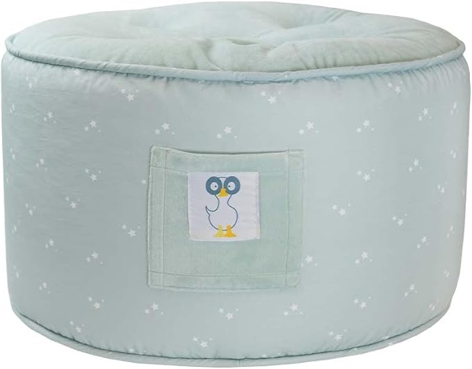 GooseWaddle Soft and Comfortable Kids Ottoman Toddler Pouf Seating for Your Little One's Playroom or Nursery (Star Light Blue)