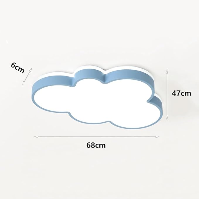 Cute Cloud LED Ceiling Light Fixture, Blue & White Flush Mount Lamp, Modern Eye-Caring Lighting for Kids’ Bedroom, Nursery, Baby Room, Playroom Decor(Blue,68cm)