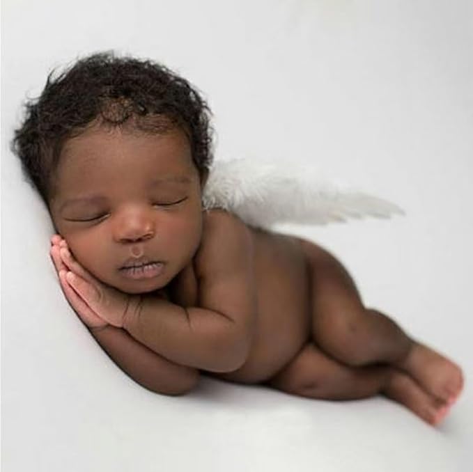 Holibeat 0-6M Newborn Baby Angel Wings with Feathers Newborn Photography Posing Props with a Headband (white1)