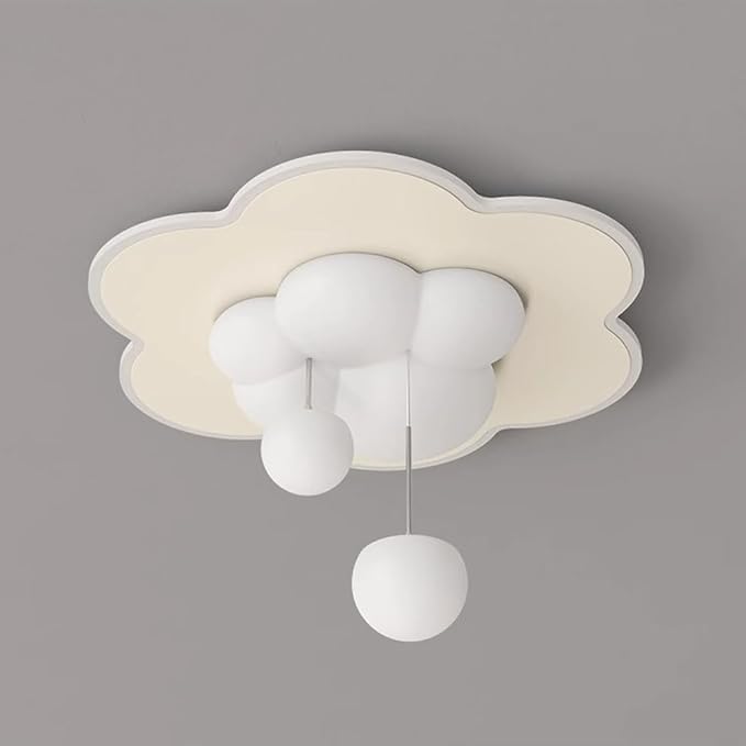 Modern Cloud LED Ceiling Light for Kids Room Nursery Bedroom, Dimmable 3 Color Changing Flush Mount Decorative Lamp, White PE Material Lighting Fixture, 50cm Diameter
