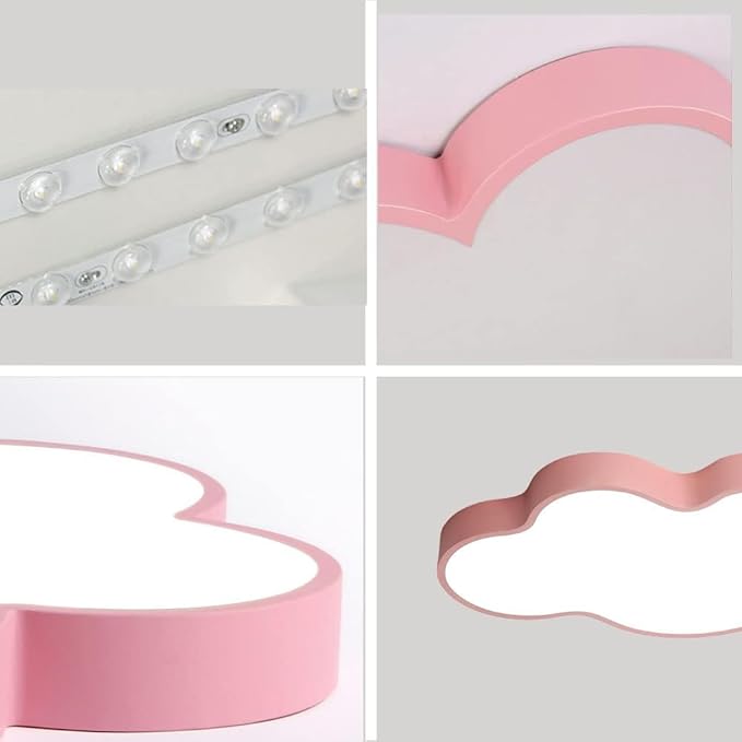 LED Modern Cloud Shape Recessed Ceiling Light, 23 Inch, 3000K-6000K Dimmable, 36W Pink Flush Mount for Living Room, Bedroom