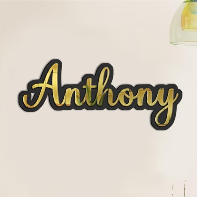 Custom Acrylic Mirror Name Sign, Personalized Mirror Wall Nursery Name Sign,Silver Gold Rose Gold Mirror Acrylic Sign,Glitter Name Baby Name Wall Art Sign Room Decor Party Decoration (style 2)