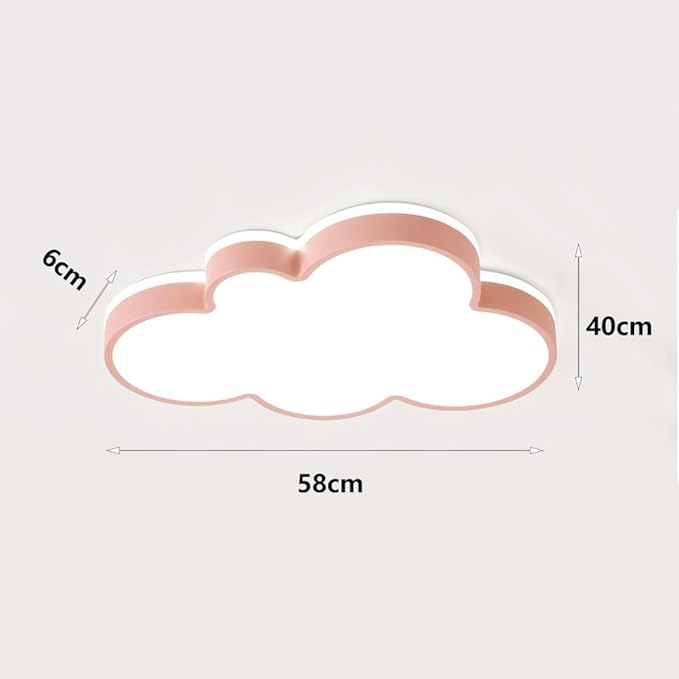 Cute Cloud LED Ceiling Light Fixture, Blue & White Flush Mount Lamp, Modern Eye-Caring Lighting for Kids’ Bedroom, Nursery, Baby Room, Playroom Decor(Red,58cm)