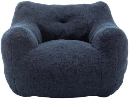 Memory Bean Bag Chair: Armrest Lounger Sofa with Removable Cover for Adults & Kids, Multi-Room Use for Living Room Bedroom Office, Non-Slip Base Design