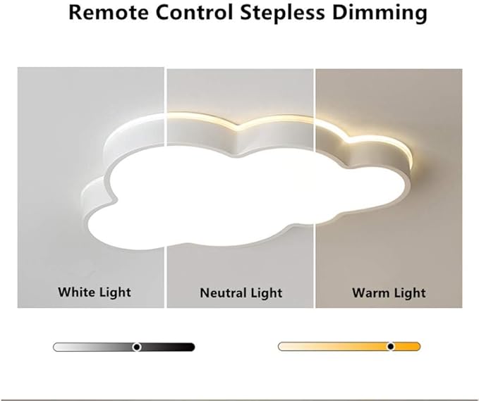 LAKIQ Modern Dimmable Acrylic LED Lights with Remote Creative Cloud Shape Children Room Flush Mount Ceiling Lighting Fixture for Kids Bedroom Kindergarten Living Room(25.5'',Stepless Dimming)