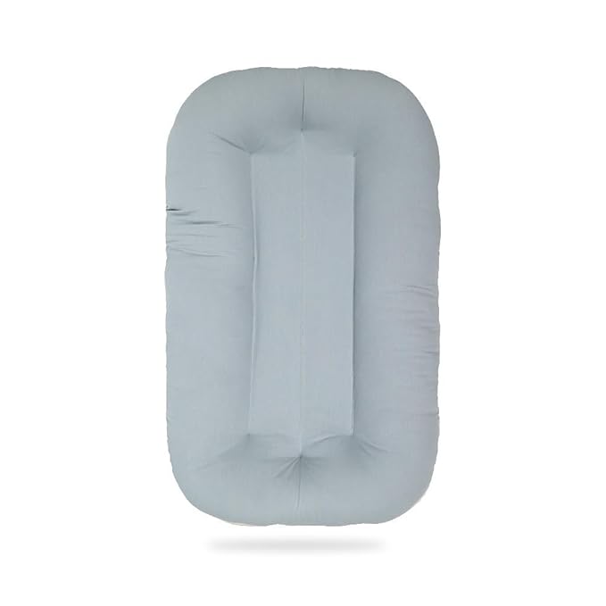 Multifunctional Newborn Baby Lounger, Organic Cotton Infant Nest 0–18M – Portable Breathable 3D Fiber Filling, Machine-Washable (Blue)