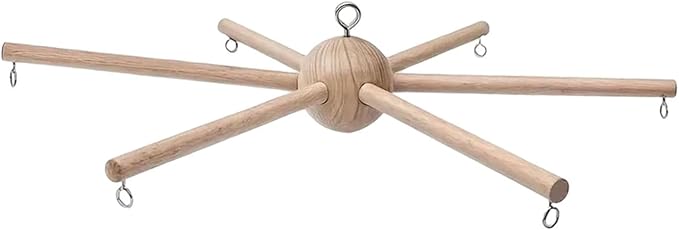 Baby Mobile Kit Frame for Crib Wooden Wind Chime Equipment Hanger Six Legs Creative Bell Accessories Decorative for Bedroom