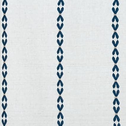 Deeprove Navy Blue Boho Curtains 63 inches Length for Kitchen, Vintage Bohemian Embroidery Farmhouse Cotton Linen Striped French Country Tassel Window Treatments Decor, W52 x L63, 1 Panel